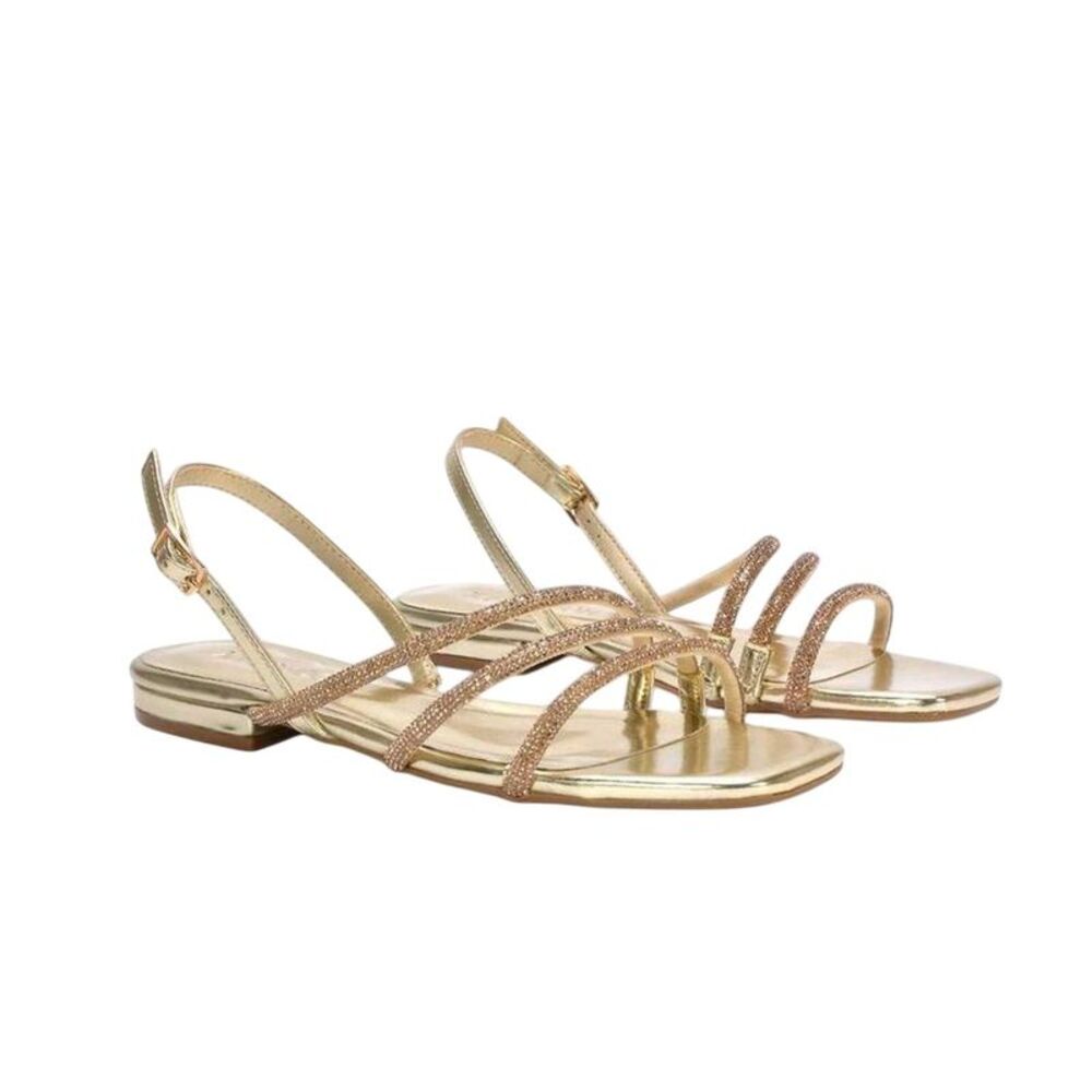 XY London Womens/Ladies Abigale Diamante Metallic Sling Back Sandals / Metallic